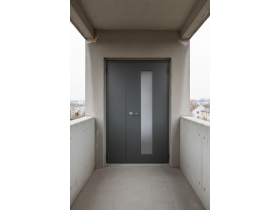 Дверь противопожарная остекленная двупольная