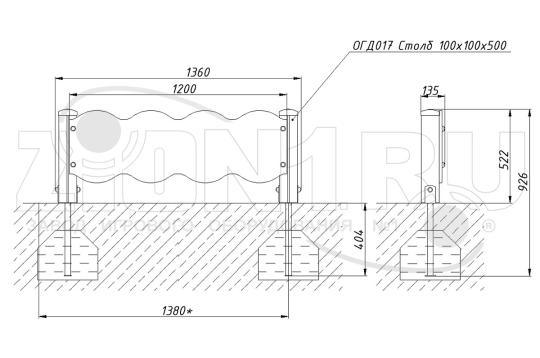771191 картинка каталога «Производство России». Продукция Ограждение детской площадки «Морское Царство У1», г.Домодедово 2025 Фото 3 Монтажный чертеж 2025