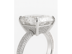 Кольцо с закрепкой «паве» и бриллиантом 6.79 карат