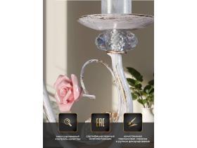 Люстра с хрусталем подвесная с цветами 6 ламп S128