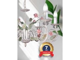 Люстра с хрусталем подвесная с цветами 6 ламп S128