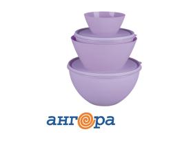 Набор мисок с цветными крышками + Салатник