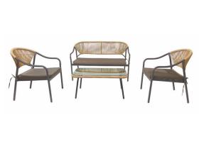 Комплект ротанг диван + стулья + кофейный столик