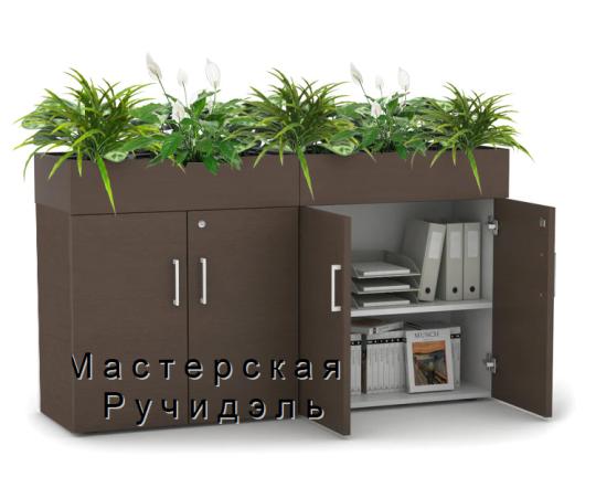 Фото опубликовано: ООО "МАСТЕРСКАЯ РУЧИДЭЛЬ", ИНН 9724054670, www.shirmel.ru © Фото 3 Перегородка-тумба с верхним кашпо "Deco" choco 2026