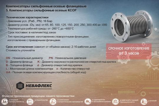 Фото опубликовано: ООО "НЕВАФЛЕКС", ИНН 7802697501, невафлекс.space © Фото 4 сильфонный компенсатор осевой невафлекс_ксоф